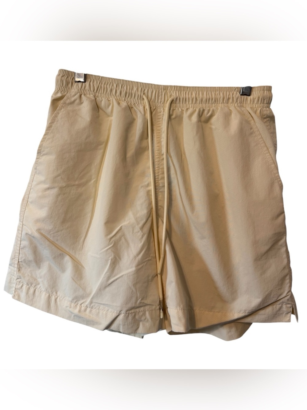 Men's Lightweight Pale Yellow Elastic-Waist Shorts/Beach/Bathing Suit Sz Medium